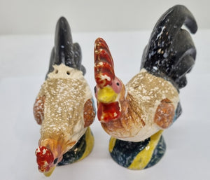Salt and Pepper Shakers - Rooster and Hen - Vintage