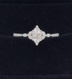 14ct White Gold Marquise Diamond Ring with Authenticity Certificate