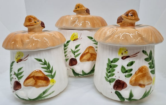 Mushroom Cookie Jars Set of 3