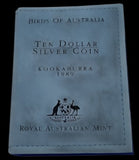1989 Ten Dollar Silver Proof Coin The Birds of Australia Kookaburra