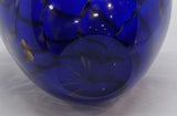 Blue Glass Vase with Black/Gold Swirl