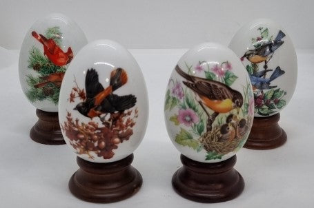 Avon Seasons Porcelain Egg Set with Stands