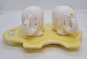 Elephants on Dish Salt and Pepper Shakers