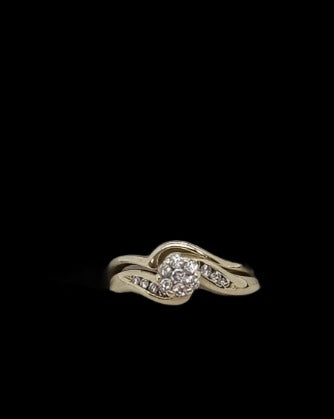 10ct Gold Diamond Swirl Ring Set