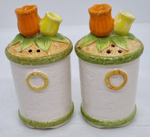 Salt and Pepper Shakers with Floral Accent