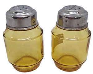 Salt and Pepper Shakers Amber Glass