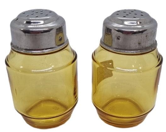 Salt and Pepper Shakers Amber Glass