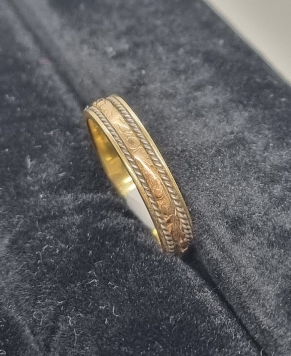 18ct Yellow/Rose Gold Patterned Wedder