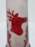 Ruby Red Frosted Glass Vase