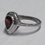 Sterling Silver Tear Shaped Garnet Ring