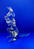 Hand-Blown Clear Glass Boxing Kangaroo