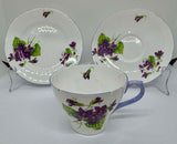 Shelley Fine Bone China "Violets" Trio Set