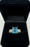 9ct White Gold London Blue Topaz and Diamond Ring