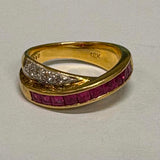 18ct Ruby and Diamond Cross Over Ring