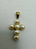 9ct Gold and Pearl Cross Pendant
