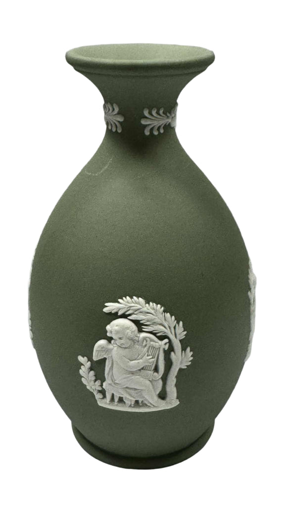 Vintage Wedgwood Jasperware Sage Green Bud Vase