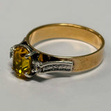 9ct Yellow Gold and Sterling Silver Yellow Sapphire and Spinel Ring