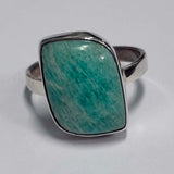 Sterling Silver Rectangle Cut Amazonite Ring