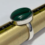 Sterling Silver Oval Malachite Ring