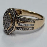 9ct Yellow Gold Marquise Shaped Center Cluster Ring