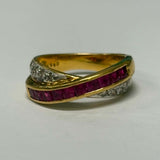 18ct Ruby and Diamond Cross Over Ring