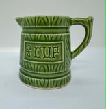 Vintage Ceramic Measuring Cups Featuring a Barrel like Textured Design With Hanger