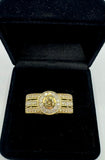 9ct Yellow Gold White & Champagne Diamonds Dress Ring