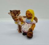 Vintage Ceramic Milkmaid and Cow Figurine