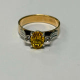 9ct Yellow Gold and Sterling Silver Yellow Sapphire and Spinel Ring