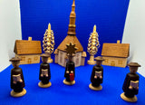 Vintage Wooden Miniature Church Holiday Scene
