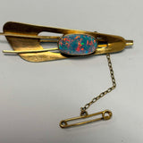 9ct Yellow Gold Australian Opal Brooch with Safety Chain and Pin