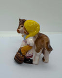 Vintage Ceramic Milkmaid and Cow Figurine