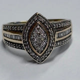 9ct Yellow Gold Marquise Shaped Center Cluster Ring