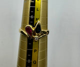 9ct Yellow Gold Ruby, Sapphire and Diamond Dress Ring