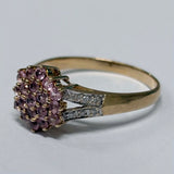 9ct Yellow Gold Pink Sapphire and Diamond Ring