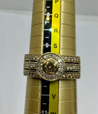 9ct Yellow Gold White & Champagne Diamonds Dress Ring
