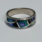 Sterling Silver Multicolored Mosaic Abalone Ring