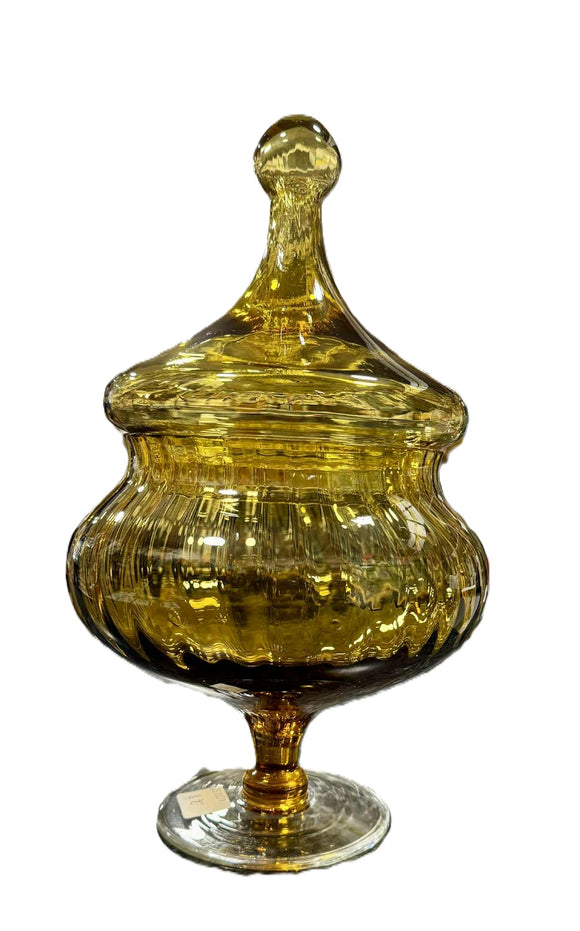 Empoli Amber Art Glass Candy Dish