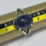 Sterling Silver Smooth Oval Cabochon Tanzanite Ring