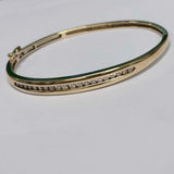 9ct Yellow Gold Channel Set Diamond Hinged Bangle