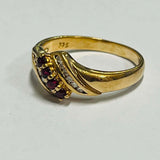 9ct Yellow Gold Garnet and Diamond Ring