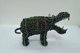Handcrafted African Beaded Wire Hippo Figurine