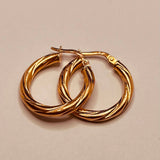9ct Rose Gold Twist Hoop Earrings