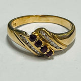 9ct Yellow Gold Garnet and Diamond Ring
