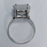 Sterling Silver Sqaure Cut Rainbow Moonstone Ring