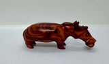 Hand Carved Solid Wood Hippo Figurine