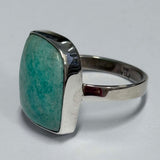 Sterling Silver Rectangle Cut Amazonite Ring