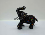 Handcrafted Wire and Glass Bead African Elephant Figurine