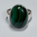 Sterling Silver Oval Malachite Ring