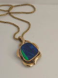 9ct Yellow Gold Opal Pendant and Chain